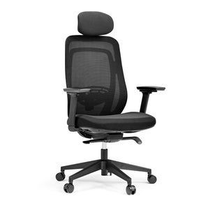 Sort Professionel kontorstol Vivadapt med netryglæn, nakkestøtte og armlæn fra hjh OFFICE