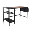 Skrivebord WORKSPACE H I i sort og brun med to hylder og et sidefag fra hjh OFFICE