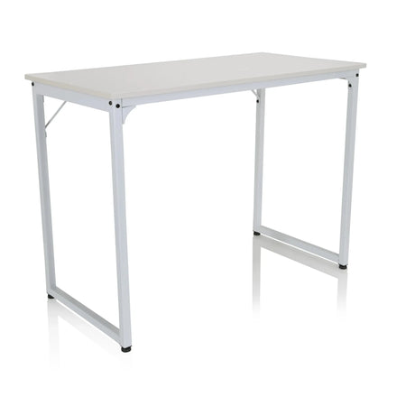 Hvidt Skrivebord WORKSPACE I med rektangulær plade og et enkelt stel i metal fra hjh OFFICE