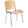 Stol med fire ben XT 600 C H i lyst bøgetræ med forkromet metalstel og armlæn fra hjh OFFICE