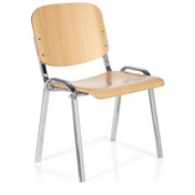 Stol med fire ben XT 600 C H i lyst bøgetræ med forkromet metalstel og armlæn fra hjh OFFICE
