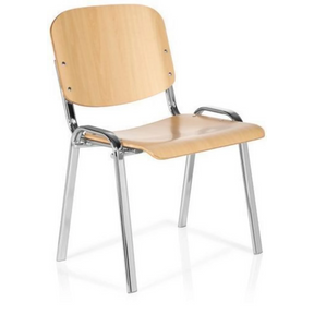Stol med fire ben XT 600 C H i lyst bøgetræ med forkromet metalstel og armlæn fra hjh OFFICE