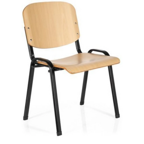 Stol med fire ben XT 600 SW H i lyst bøgetræ med sort metalstel fra hjh OFFICE