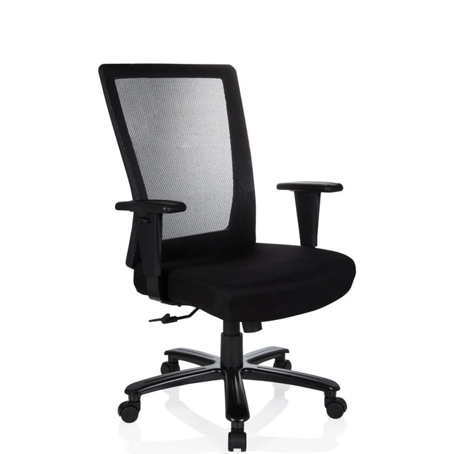 Sort drejestol XXL EXTENDER med netryglæn og armlæn fra hjh OFFICE