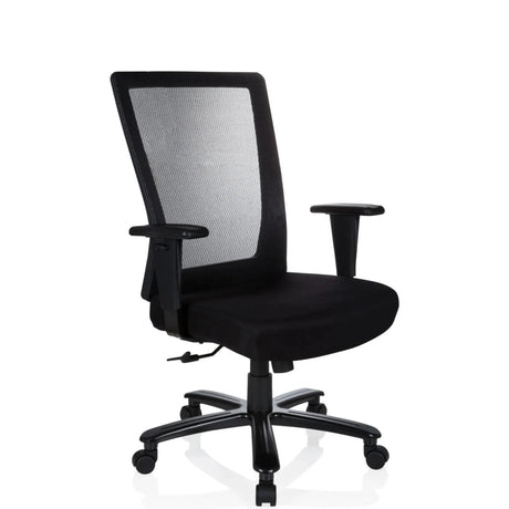 Sort drejestol XXL EXTENDER med netryglæn og armlæn fra hjh OFFICE