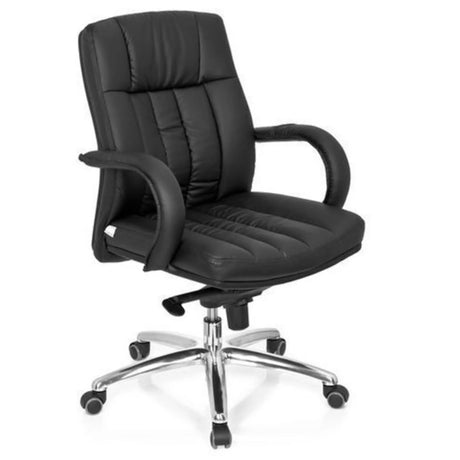 drejestol XXL G 100 i sort kunstlæder med armlæn og kromfod fra hjh OFFICE