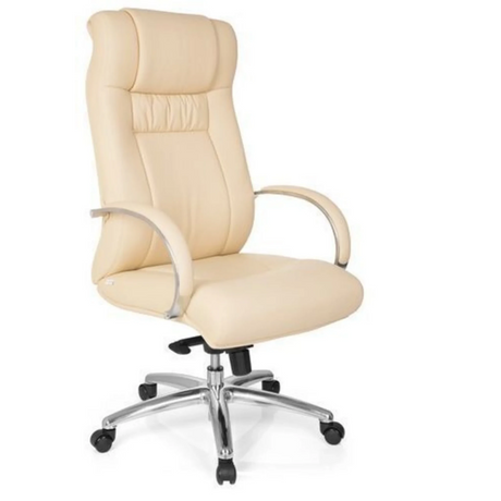drejestol XXL G 600 i beige kunstlæder med armlæn i krom fra hjh OFFICE