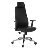 Sort Professionel chefstol YUCANO I med nakkestøtte og poleret stjernefod fra hjh OFFICE