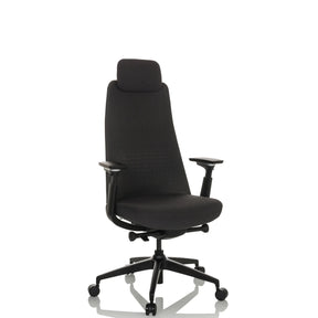 Sort Professionel kontorstol YUCANO med nakkestøtte og justerbare armlæn fra hjh OFFICE