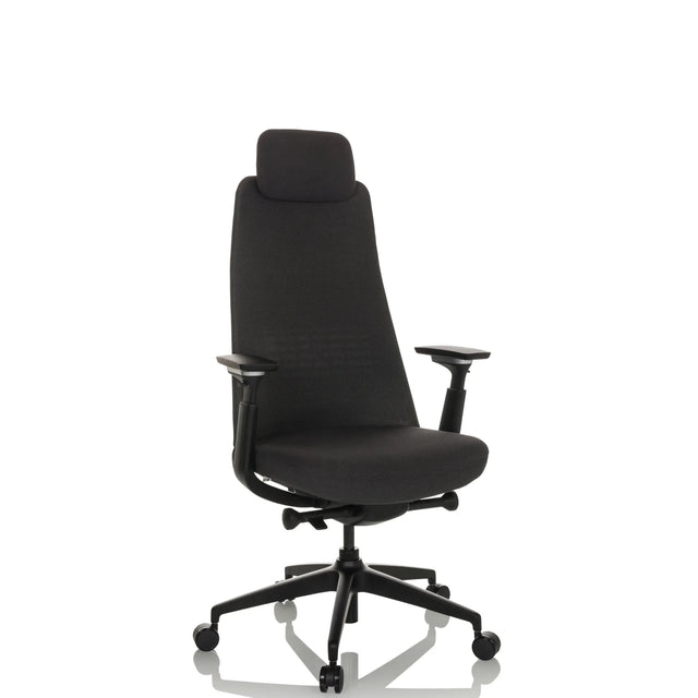 Sort Professionel kontorstol YUCANO med nakkestøtte og justerbare armlæn fra hjh OFFICE