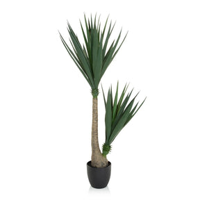 Kunstige plante YUCCA i grøn med smalle blade og sort potte fra hjh OFFICE