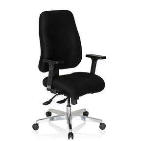 Sort Professionel kontorstol ZENIT COMFORT med armlæn og blankt fodkryds fra hjh OFFICE
