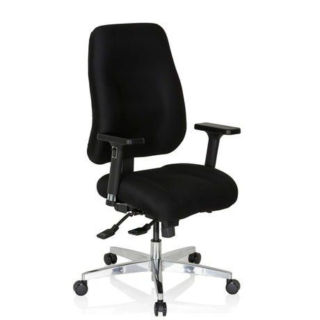 Sort Professionel kontorstol ZENIT COMFORT med armlæn og blankt fodkryds fra hjh OFFICE
