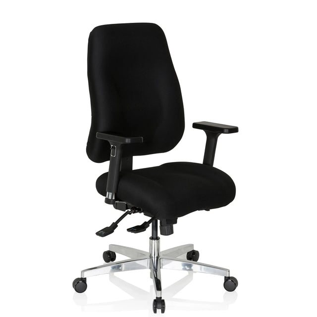 Sort Professionel kontorstol ZENIT COMFORT med armlæn og blankt fodkryds fra hjh OFFICE
