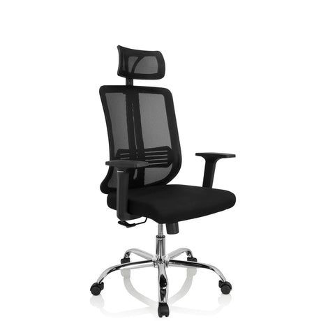 Sort Home Office kontorstol ZH 200 med netryglæn og nakkestøtte fra hjh OFFICE