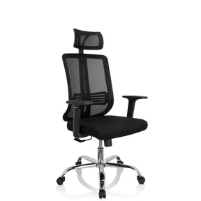 Sort Home Office kontorstol ZH 200 med netryglæn og nakkestøtte fra hjh OFFICE